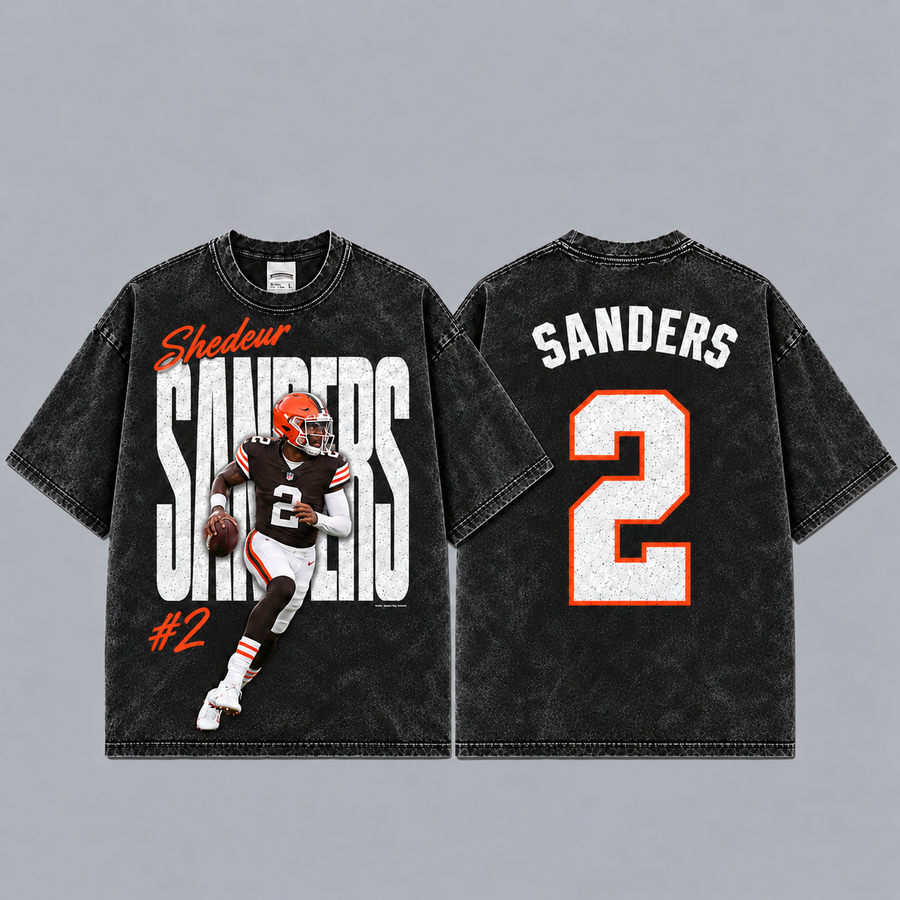 Shedeur Sanders 2 Vintage Washed T-Shirt, Browns Graphic Tee, Game Day Shirt, Game Day Fan Gift Unisex Game Day Gift, Merch Outfit, Fan Gift, Football Gift, Retro Football Merch, Men’s Football Jersey, Women’s Football Jersey, Sunday Football Shirt