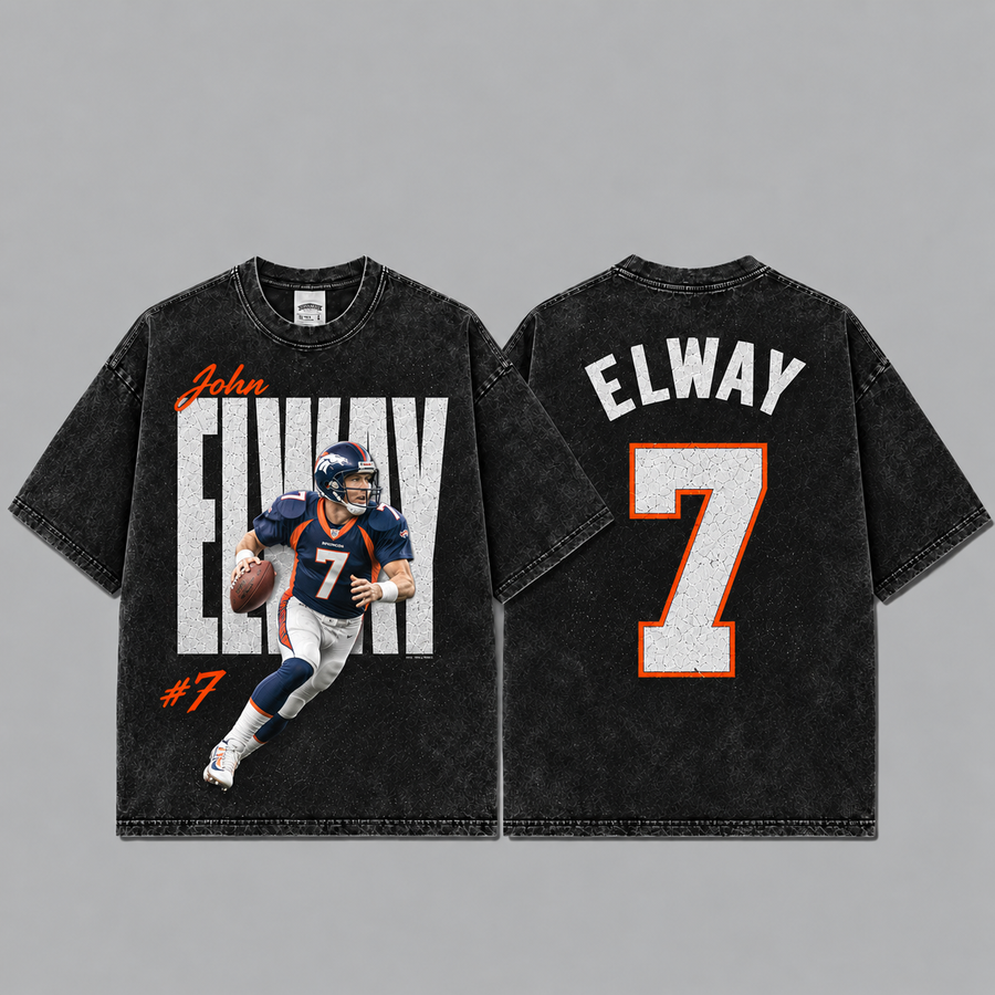 John Elway 7 Vintage Washed T-Shirt, Game Day Shirt, Game Day Fan Gift Unisex Game Day Gift, Merch Outfit, Fan Gift, Football Gift, Retro Football Merch, Men’s Football Jersey, Women’s Football Jersey, Sunday Football Shirt