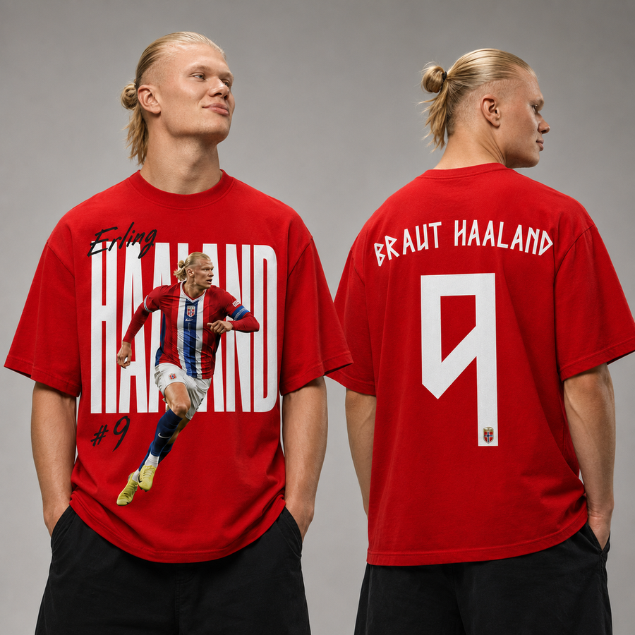 Erling Haaland 09 Vintage Washed T-Shirt, Football Graphic Tee, Norway Game Day Shirt, NFL Fan Gift, Vintage Washed Shirt, Washed Graphic Tee, Acid Wash T-Shirt, Game Day Shirt, Football Fan Gift