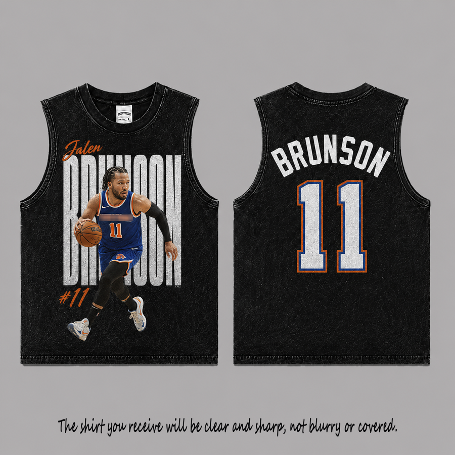 Jalen Brunson 11 Vintage Washed Tank Top, Baseball Graphic Sleeveless Shirt, Game Day Tank, NBa Fan Gift, Vintage Washed Sleeveless Tee, Acid Wash Tank Top, Game Day Sleeveless Shirt, Basketball Fan Gift