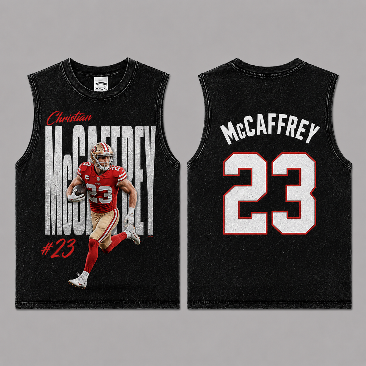 Christian McCaffrey 23 Vintage Washed T-Shirt, Football Graphic Tee, San Francisco 49ers Game Day Shirt, NFL Fan Gift, Vintage Washed Shirt, Washed Graphic Tee, Acid Wash T-Shirt, Game Day Shirt, Football Fan Gift