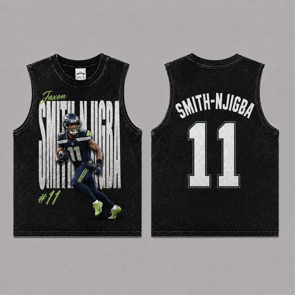 Jaxon Smith-Njigba 11 Vintage Washed T-Shirt, Football Graphic Tee, Seattle Seahawks Game Day Shirt, NFL Fan Gift, Vintage Washed Shirt, Washed Graphic Tee, Acid Wash T-Shirt, Game Day Shirt, Football Fan Gift