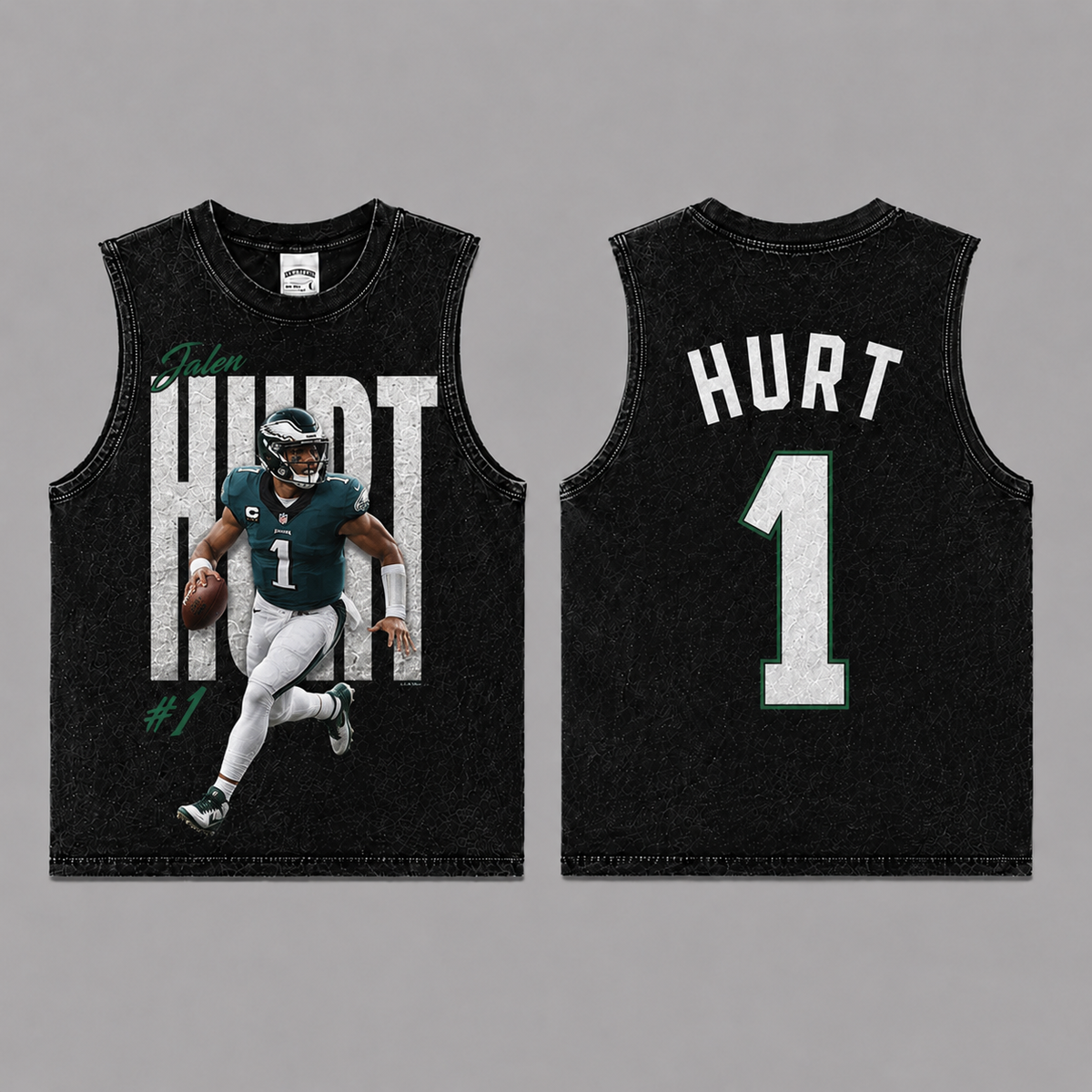 Jalen Hurts 01 Vintage Washed T-Shirt, Football Graphic Tee, Philadelphia Eagles Game Day Shirt, NFL Fan Gift, Vintage Washed Shirt, Washed Graphic Tee, Acid Wash T-Shirt, Game Day Shirt, Football Fan Gift