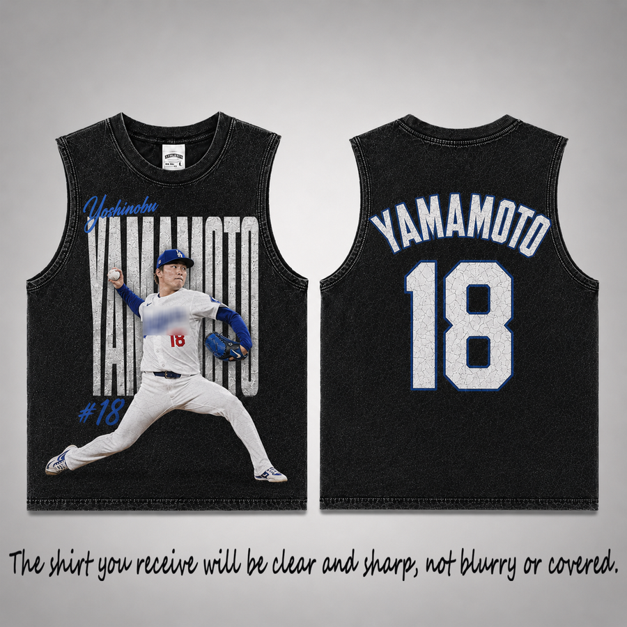 Yamamoto Yoshinobu 18 Vintage Washed Tank Top, Baseball Graphic Sleeveless Shirt, Los Angeles Dodgers Game Day Tank, NFL Fan Gift, Vintage Washed Sleeveless Tee, Acid Wash Tank Top, Game Day Sleeveless Shirt, Baseball Fan Gift
