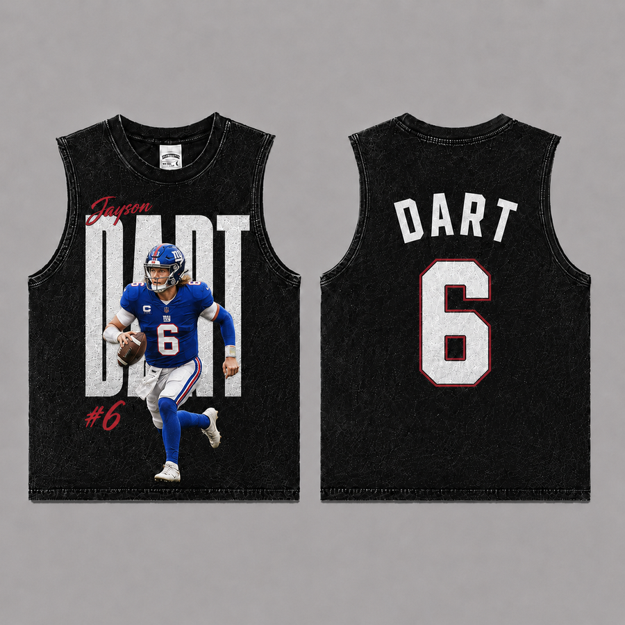 Jaxson Dart 06 Vintage Washed T-Shirt, Football Graphic Tee, New York Giants Game Day Shirt, NFL Fan Gift, Vintage Washed Shirt, Washed Graphic Tee, Acid Wash T-Shirt, Game Day Shirt, Football Fan Gift