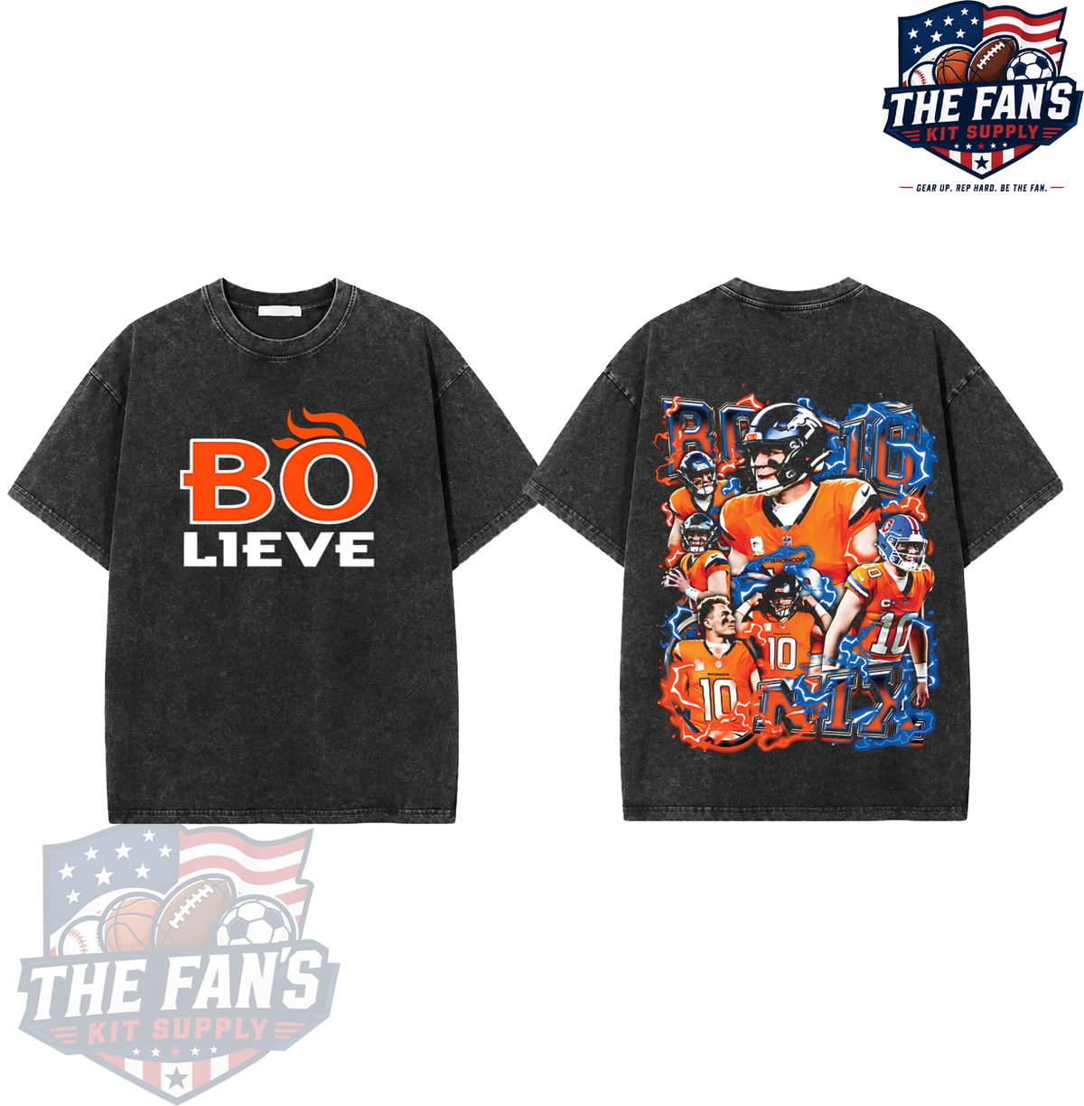 Bo Nix 10 Vintage Washed T-Shirt, Football Graphic Tee, Denver Broncos Game Day Shirt, NFL Fan Gift, Vintage Washed Shirt, Washed Graphic Tee, Acid Wash T-Shirt, Game Day Shirt, Football Fan Gift