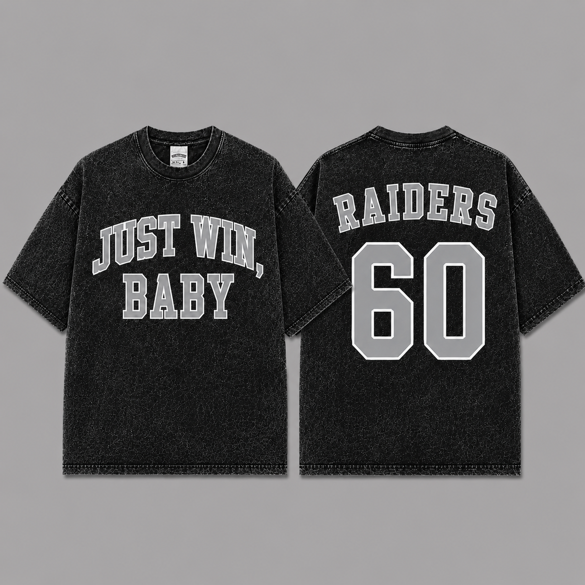 Just win, baby 1960 Vintage Washed T-Shirt, Football Graphic Tee, Las Vegas Raiders Game Day Shirt, NFL Fan Gift, Vintage Washed Shirt, Washed Graphic Tee, Acid Wash T-Shirt, Game Day Shirt, Football Fan Gift