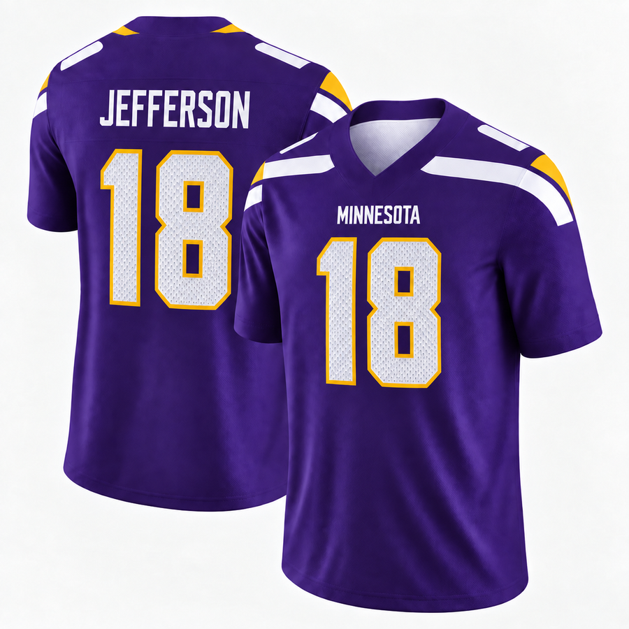 Justin Jefferson 18 All Over Print 3D Vintage Jersey, Game Day Shirt, Game Day Fan Gift Unisex Game Day Gift, Merch Outfit, Fan Gift, Football Gift, Retro Football Merch, Men’s Football Jersey, Women’s Football Jersey, Sunday Football Shirt