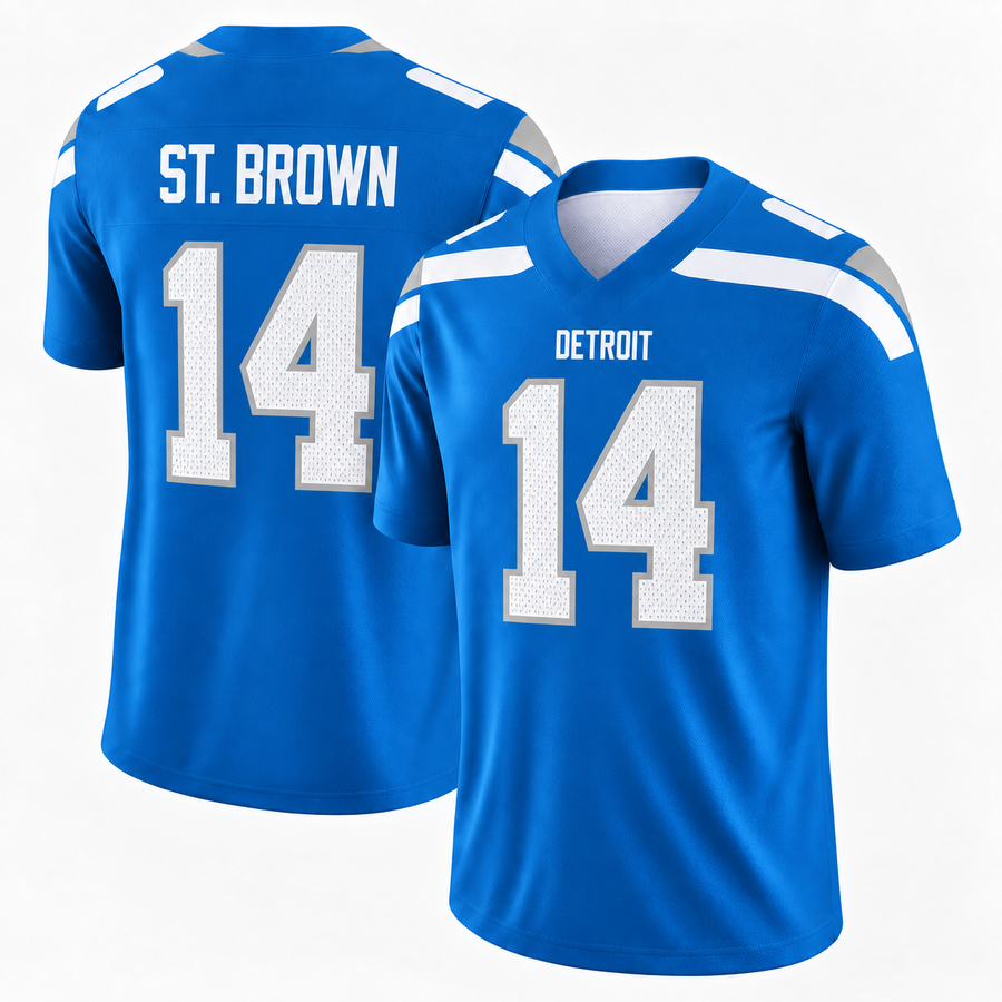 Amon-Ra St. Brown 14 All Over Print 3D Vintage Jersey, Detroit Lions Game Day Shirt, Game Day Fan Gift Unisex Game Day Gift, Merch Outfit, Fan Gift, Football Gift, Retro Football Merch, Men’s Football Jersey, Women’s Football Jersey, Sunday Football Shirt
