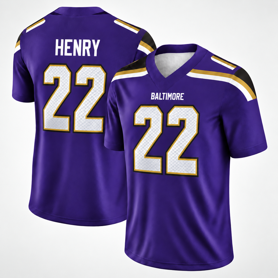 Derrick Henry 22 All Over Print 3D Vintage Jersey, Baltimore Ravens Game Day Shirt, Game Day Fan Gift Unisex Game Day Gift, Merch Outfit, Fan Gift, Football Gift, Retro Football Merch, Men’s Football Jersey, Women’s Football Jersey, Sunday Football Shirt