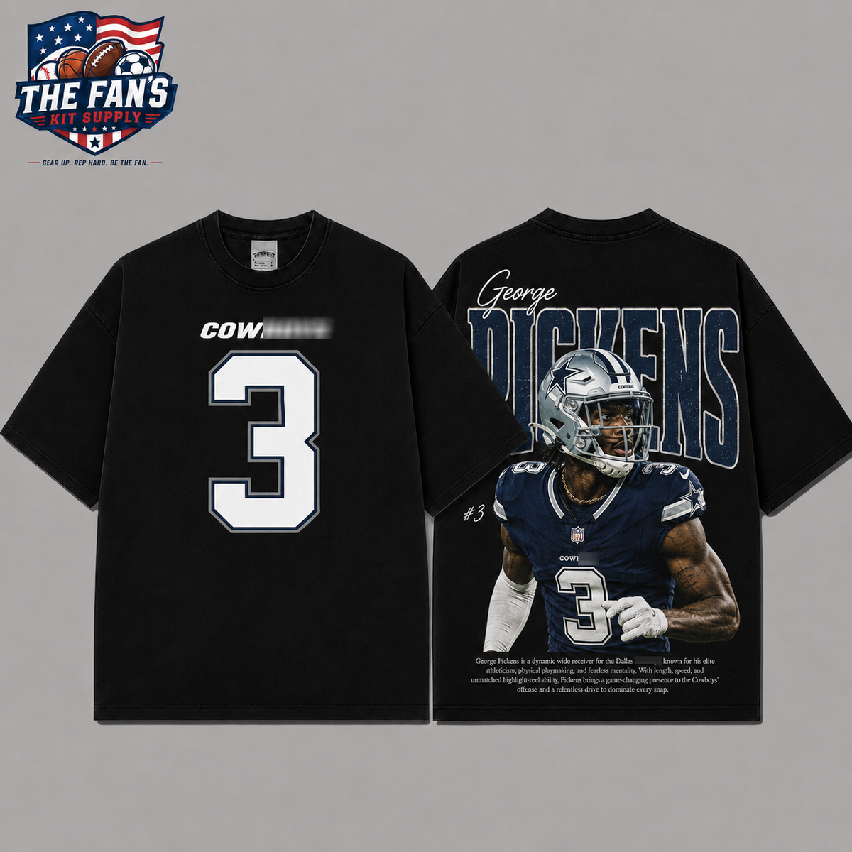 Ver 4 George Pickens 03 Vintage Washed T-Shirt, Football Graphic Tee, Dallas Cowboys Game Day Shirt, NFL Fan Gift,